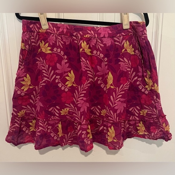 Rachel Roy Fuschia Magenta Purple Floral Ruffle Mini Skirt Flowy Size XL - Picture 4 of 12